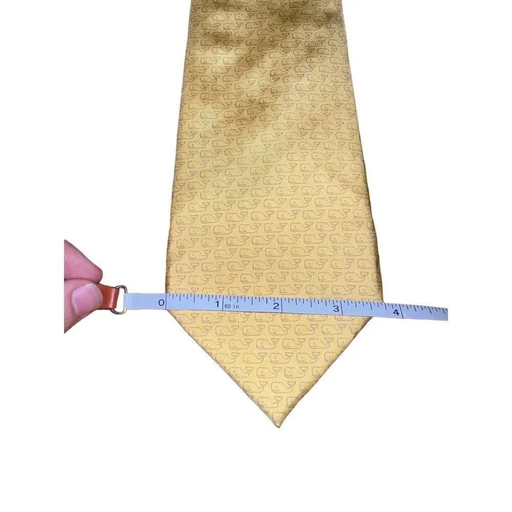Vineyard Vines Golden Whale Logo Print Handmade in USA Necktie